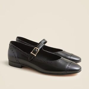 J. Crew Black Mary Jane Flats with Gold Buckle